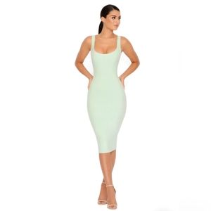 Oh Polly True To Form Double Layer Midi Dress Mint